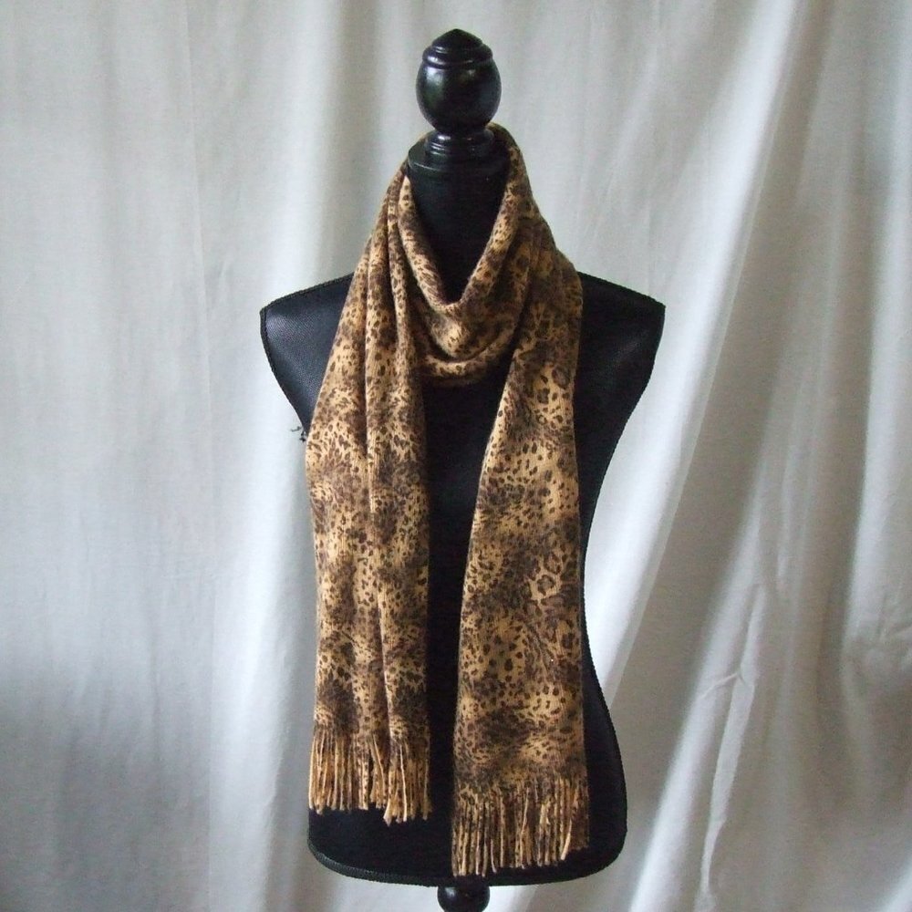 Leopard print scarf long fringes wild jungle cheetah cat accessories baddie